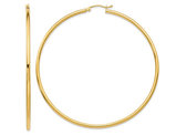 14K Yellow Gold Large Hoop Earrings (2.5mm Thick, 2.5 Inches Height)